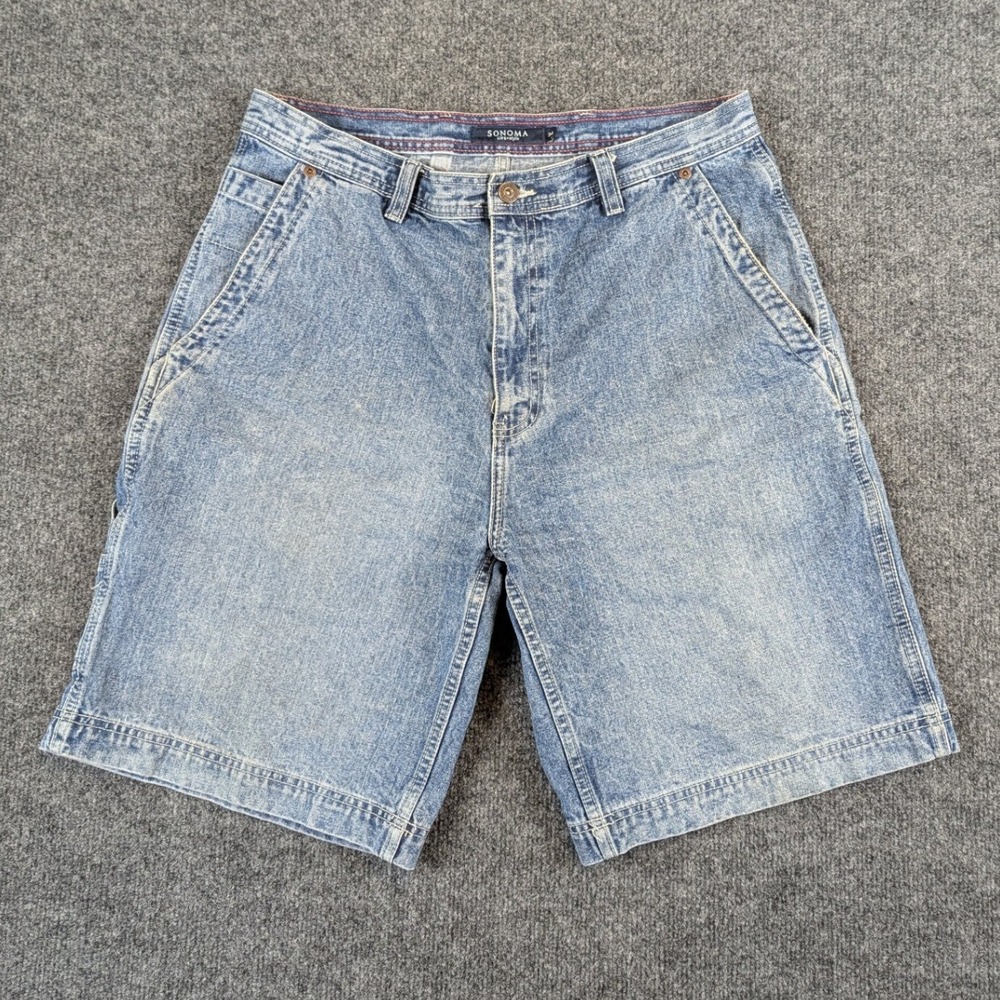 Sonoma Life + Style Mens Denim Shorts Light Wash Blue Cotton Size 34